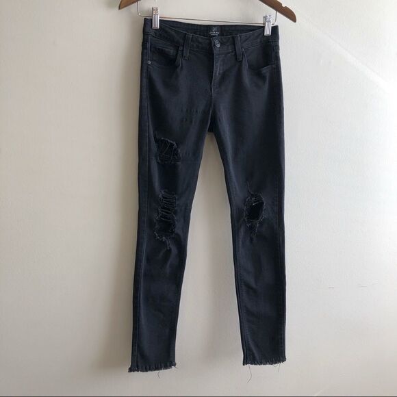 Just Black Soft Stretchy Casual Distressed Skinny Leg Denim Jeans Black - Picture 1 of 12